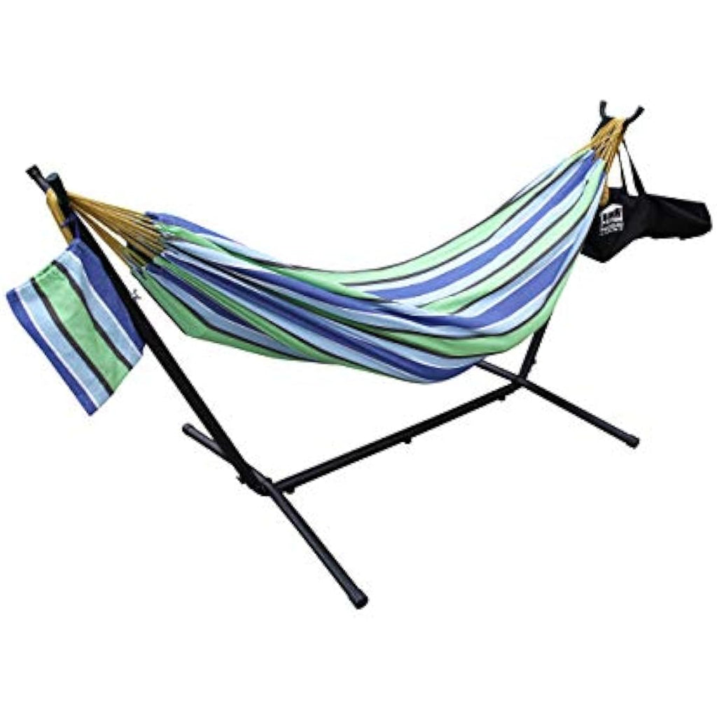 Ross James Double Cotton Hammock with Heavy Duty Metal Stand