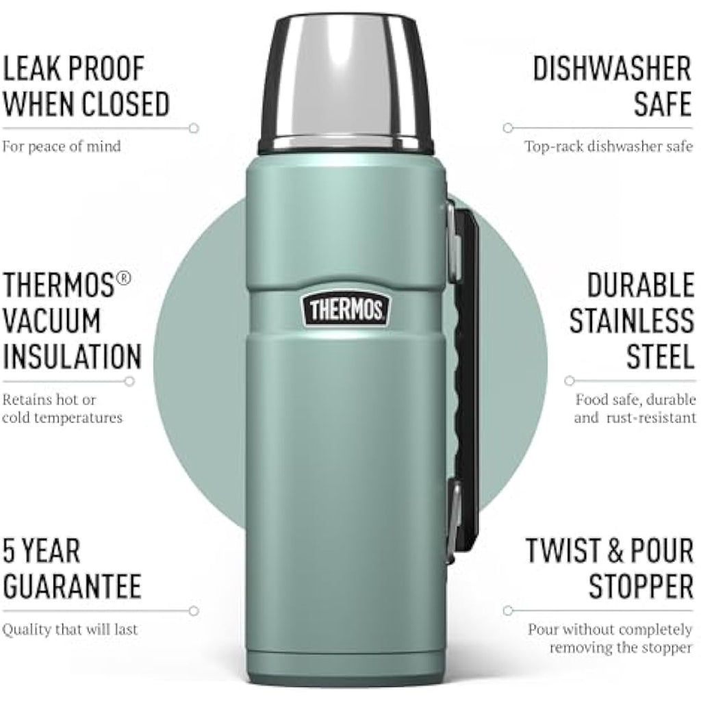 Thermos Stainless King Travel Flask – 1.2L Duck Egg Insulated Bottle