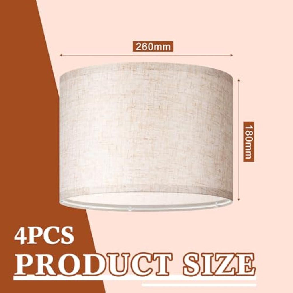 Weewooday Linen Drum Lampshades with E27 to E14 Adapters, 4 Pack – Taupe