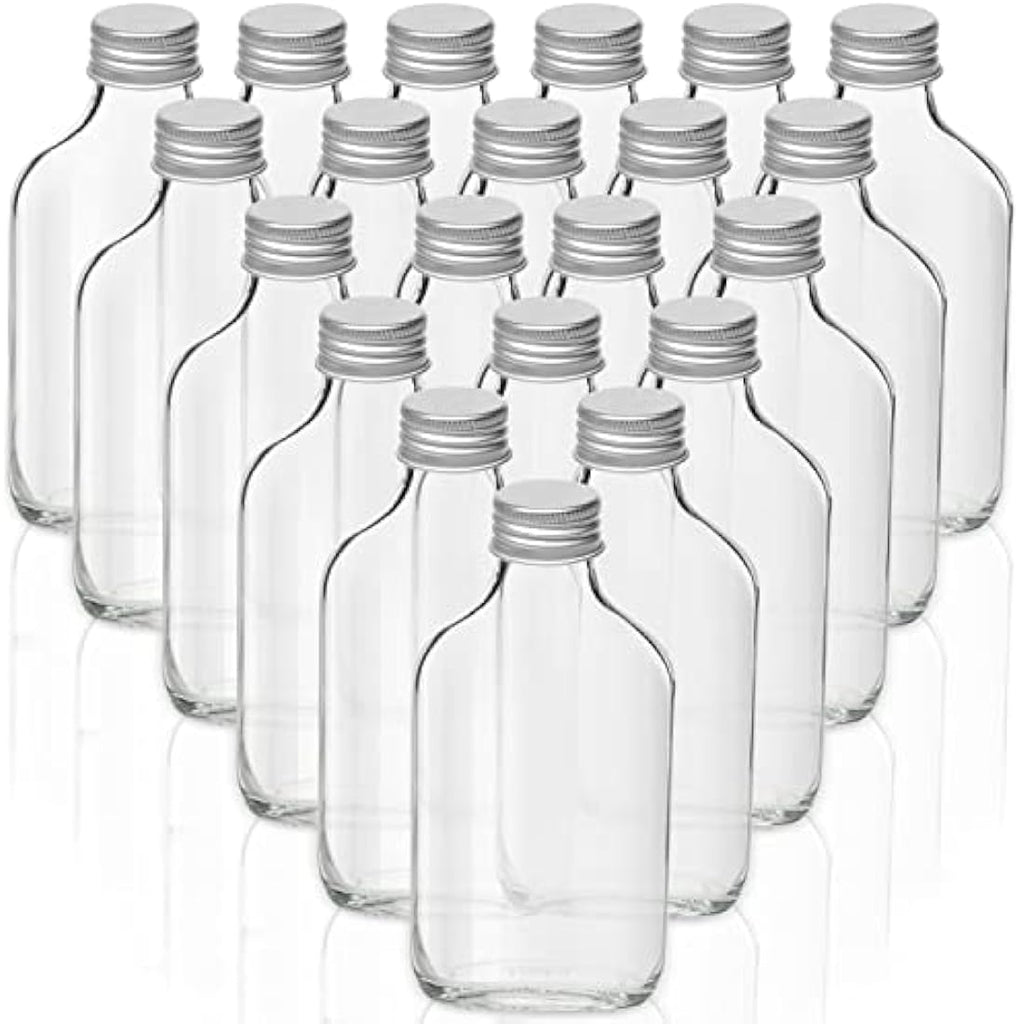 BELLE VOUS 50 Pack 100ml Glass Flask Liquor Bottles with Funnel & Caps