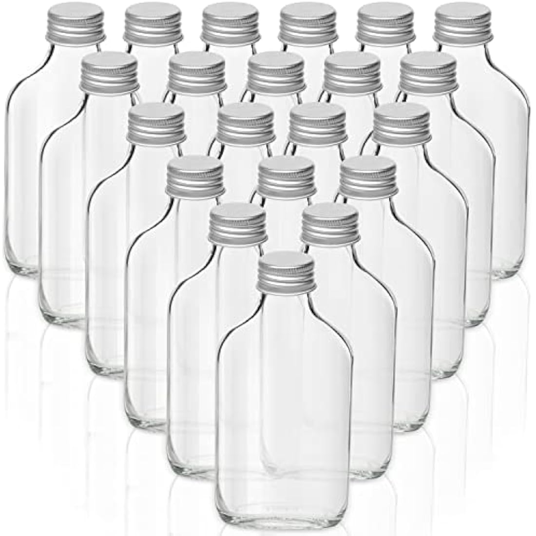 BELLE VOUS 50 Pack 100ml Glass Flask Liquor Bottles with Funnel & Caps