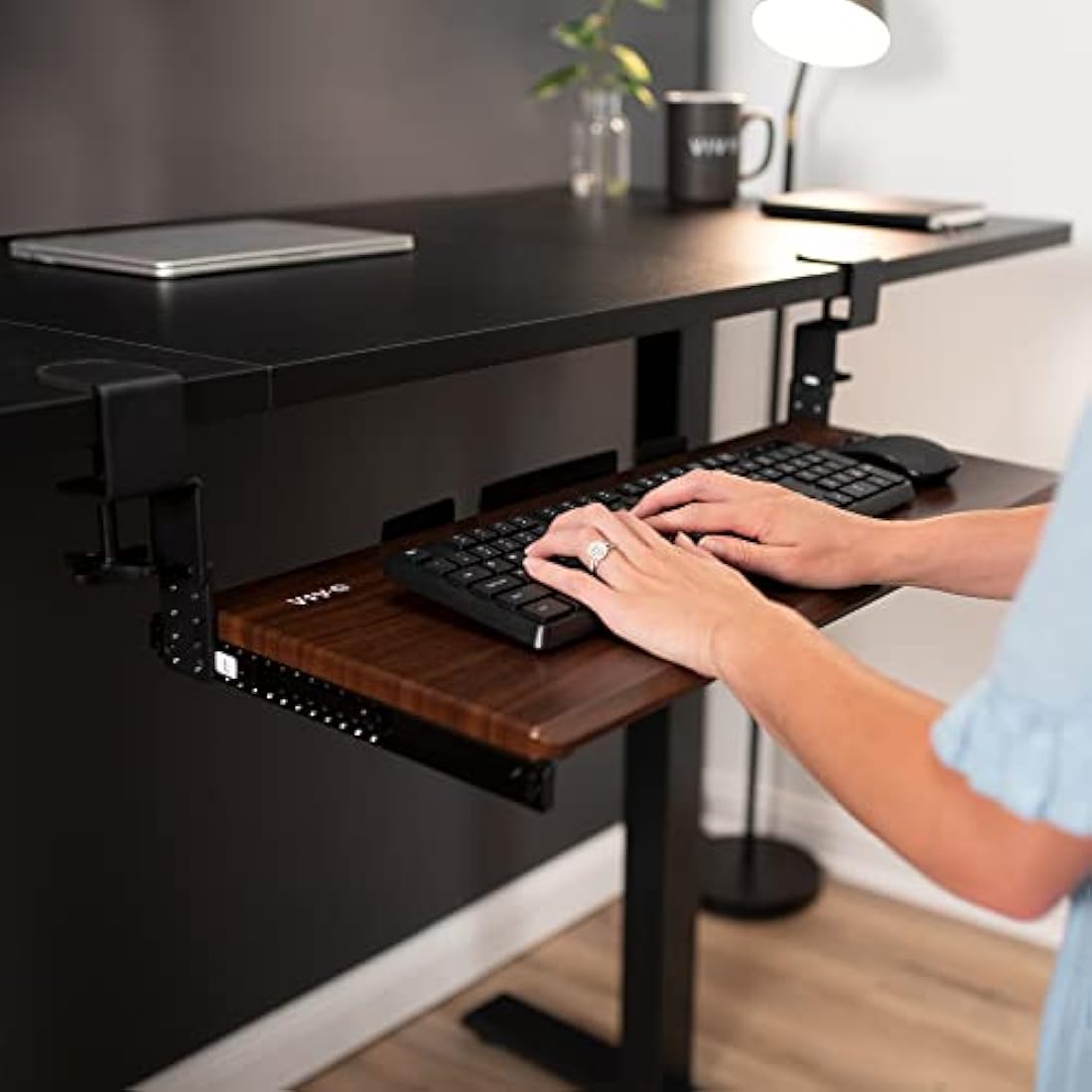 VIVO Height Adjustable Under Desk Keyboard Tray Rails with C-Clamps
