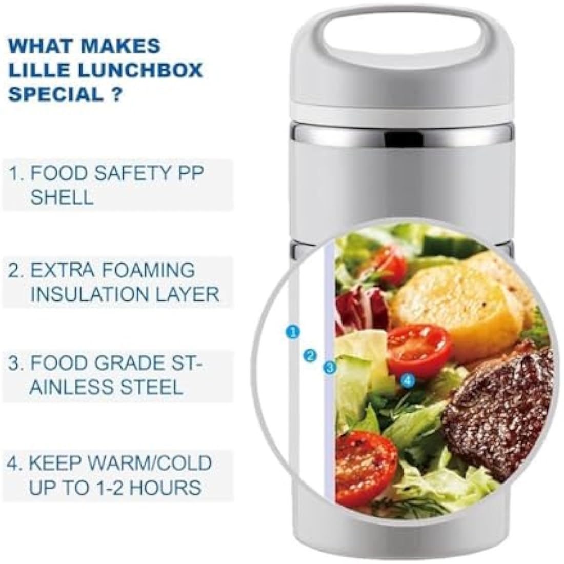 Lille Home 3-Tier Stainless Steel Thermal Bento Lunch Box with Bag – 1380ml