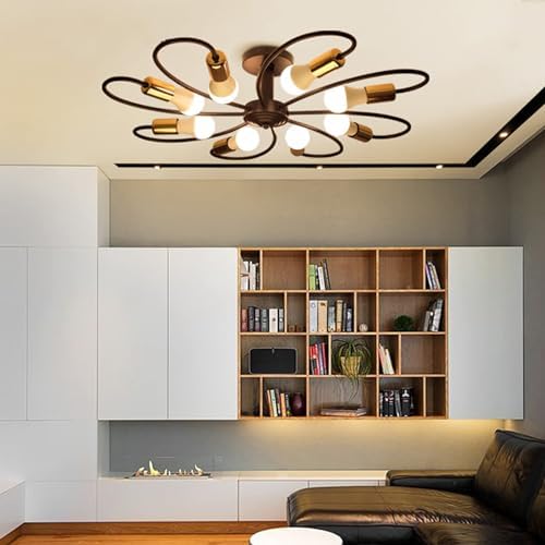 Jolof Store 8-Light Sputnik Chandelier – Modern Metal Semi Flush Mount