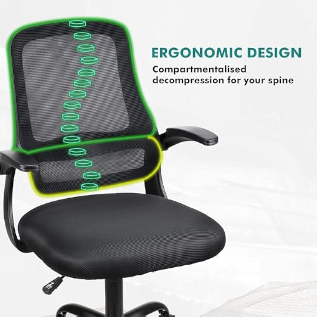 T-THREE Ergonomic Mesh Office Chair – Swivel Desk Seat with Lumbar Support