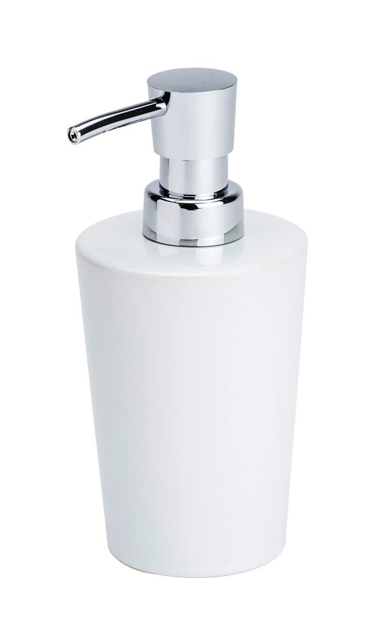WENKO Coni Soap Dispenser – White and Silver Modern Bathroom Accessory