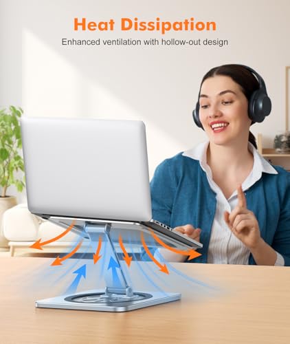 EOIWUY 360 Swivel Laptop Stand – Ergonomic Foldable Riser for 10-16" Desk