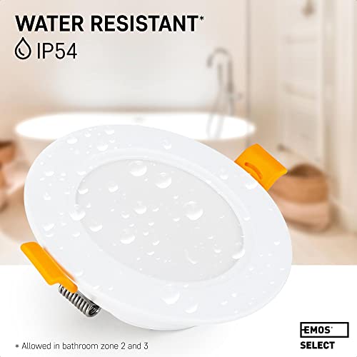 EMOS LED Recessed Downlights | IP54 Waterproof 4000K White - Set of 6