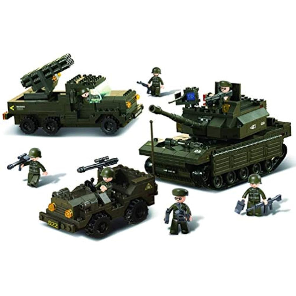 Sluban Army Field Battle Building Blocks Set with 7 Mini-Figures