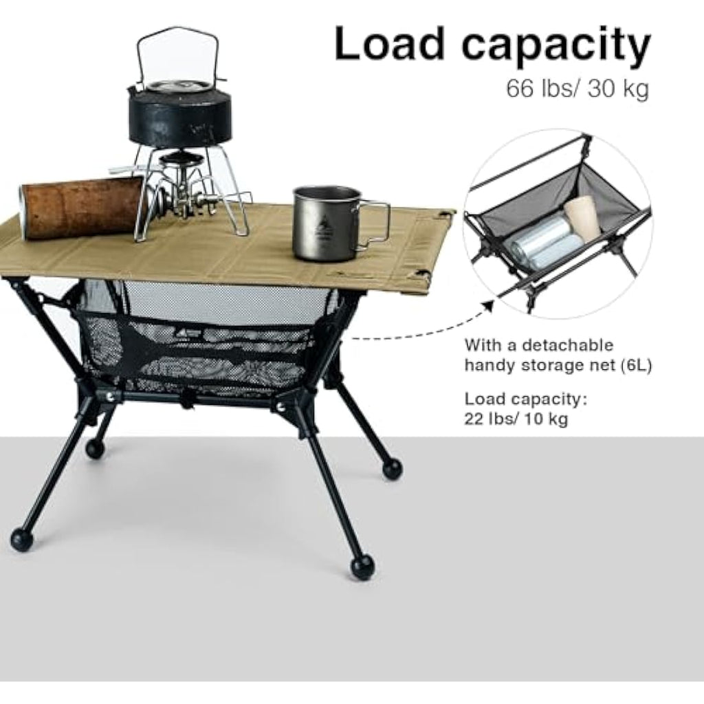 OneTigris Dipper Camping Table – Adjustable Height Folding Aluminum Table