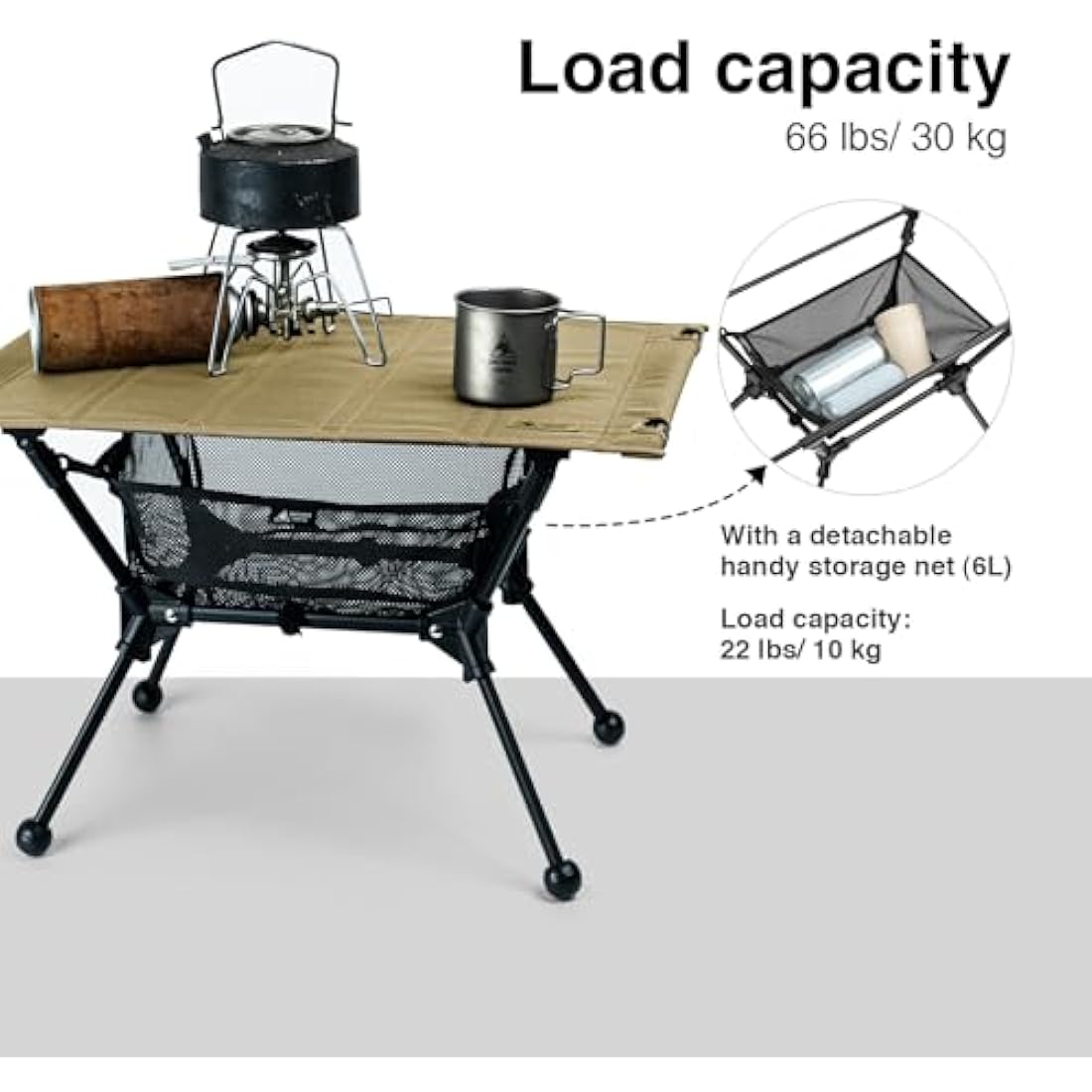 OneTigris Dipper Camping Table – Adjustable Height Folding Aluminum Table