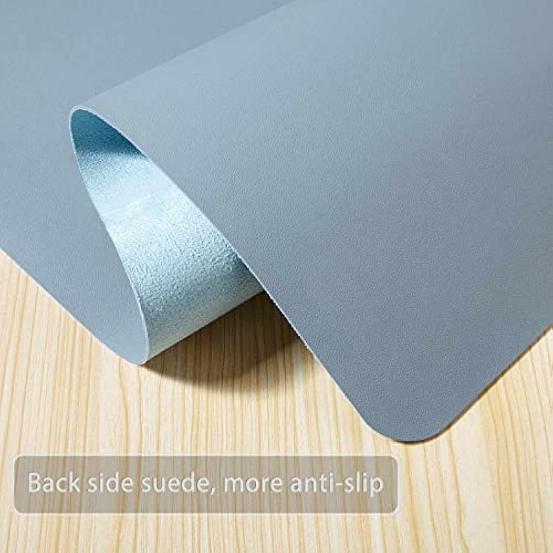 DOBAOJIA Large Desk Pad | Waterproof PU Leather Mouse Mat - Grayish Blue