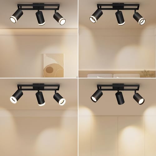 Dehobo 3-Way GU10 Ceiling Spotlight Bar | Black Industrial Swivel Light