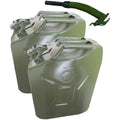 20L Green Metal Jerry Can Set with Flexible Spout – 2 Pack