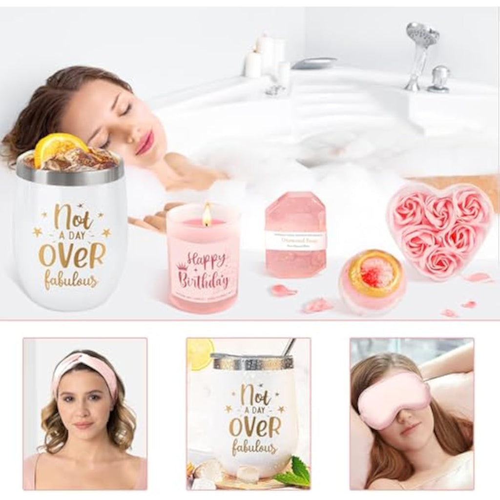 Jolof Store Birthday Gift Basket for Women – 13pc Spa Care Package with Blanket