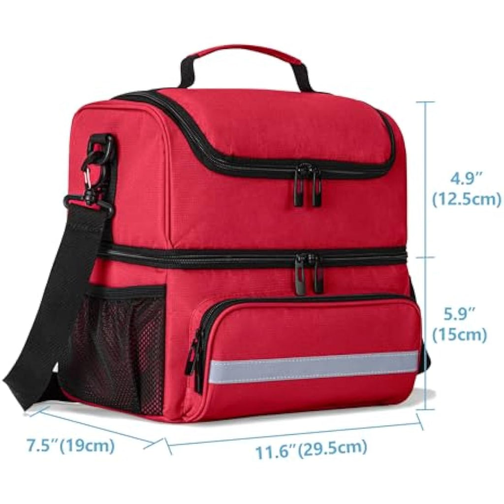 CURMIO Double Layer Medicine Storage Bag | Portable First Aid Organiser, Red
