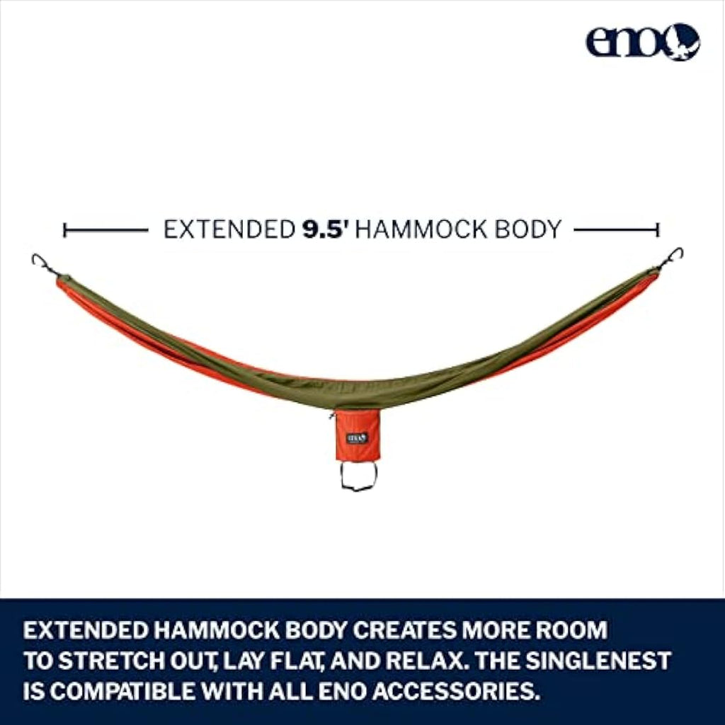 ENO SingleNest Lightweight Camping Hammock | Orange/Olive FreeWave