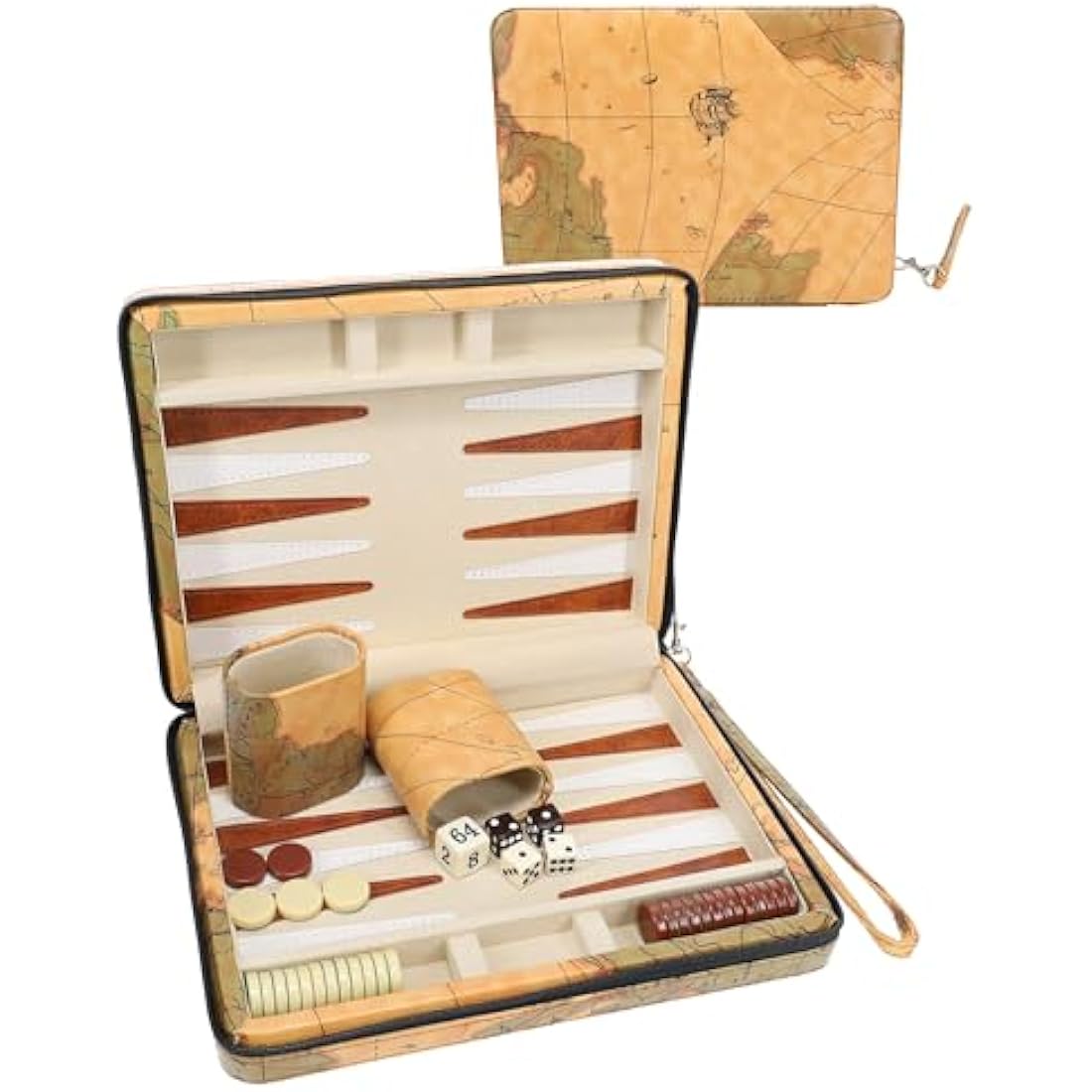 WE Games Magnetic Travel Backgammon Set | Tan Leatherette Case