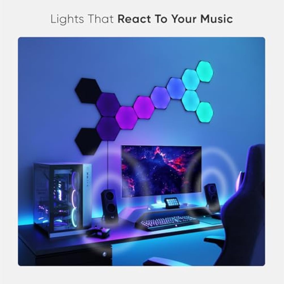 Nanoleaf Shapes Ultra Black Hexagon Starter Kit | 9 Smart LED Panels