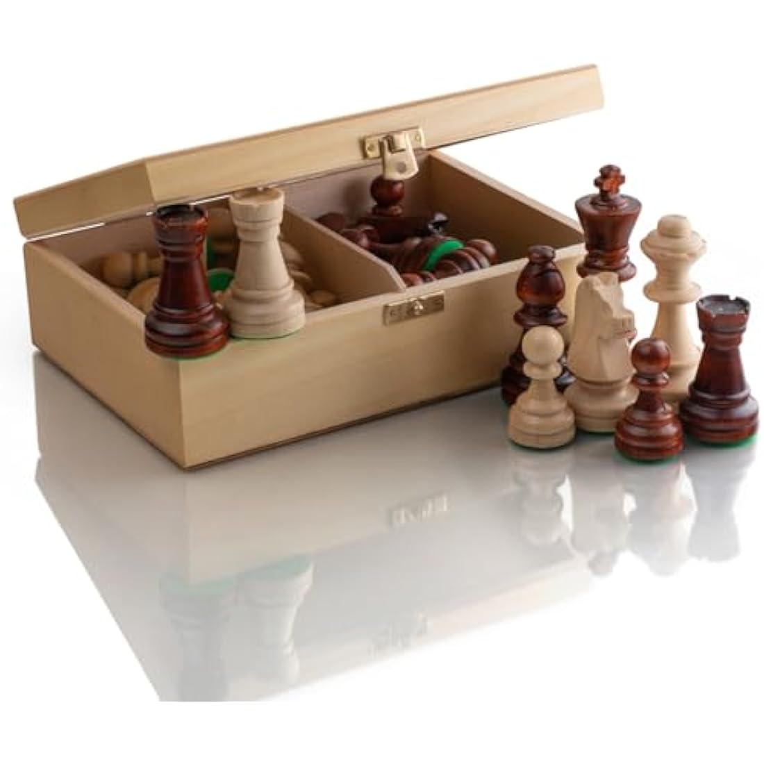 Jolof Store Staunton No. 5 Wooden Chess Pieces with Natural Wood Box