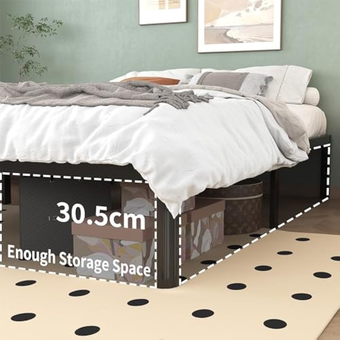 Lutown Small Double 4ft Metal Bed Frame – Heavy Duty & Noise Free
