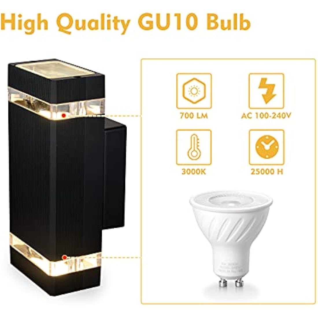 CELAVY Outdoor Wall Lights - IP65 Waterproof Modern Black Aluminum Sconce