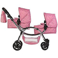 Roma Darcie Twin Dolls Pram in Pink | Adjustable Handle Double Buggy