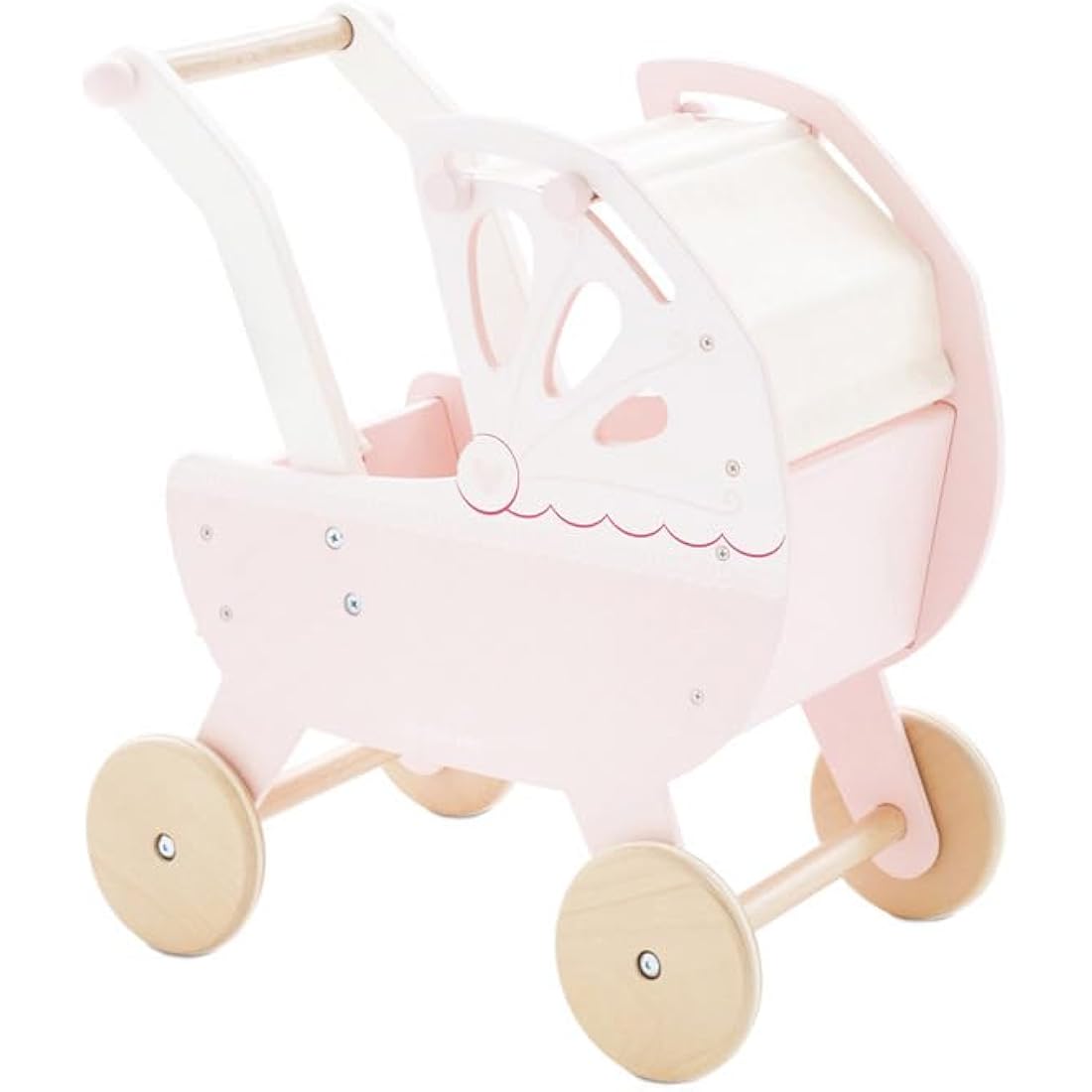 Le Toy Van Sweet Dreams Wooden Doll Pram – Pink Retro Pretend Play Toy