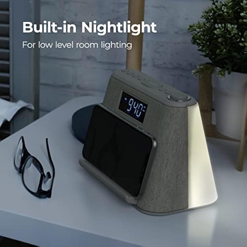 i-box Bedside Alarm Clock | Wireless Charger, Bluetooth Speaker & Night Light