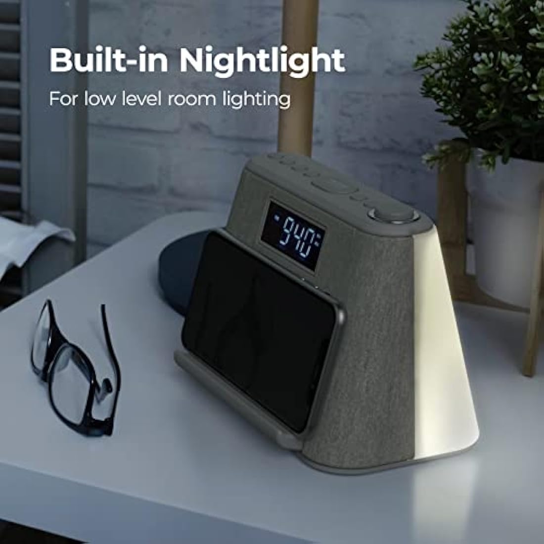 i-box Bedside Alarm Clock | Wireless Charger, Bluetooth Speaker & Night Light