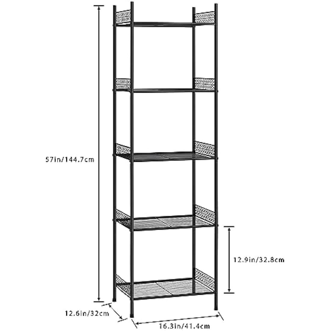 5-Tier Metal Wire Shelving Unit – Black Storage Rack