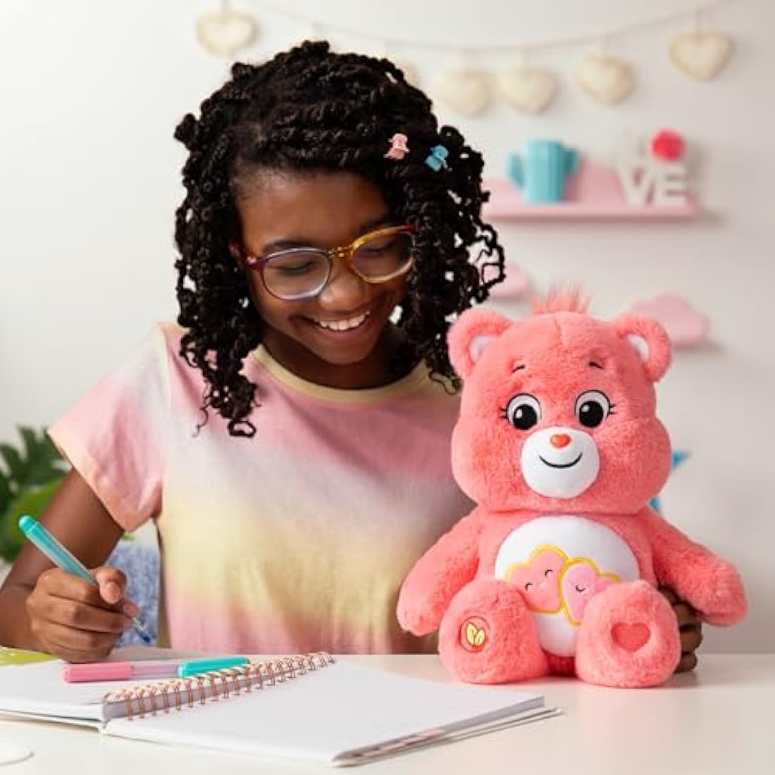 Care Bears Love-A-Lot Bear 35cm Medium Plush Toy – Pink Soft Teddy
