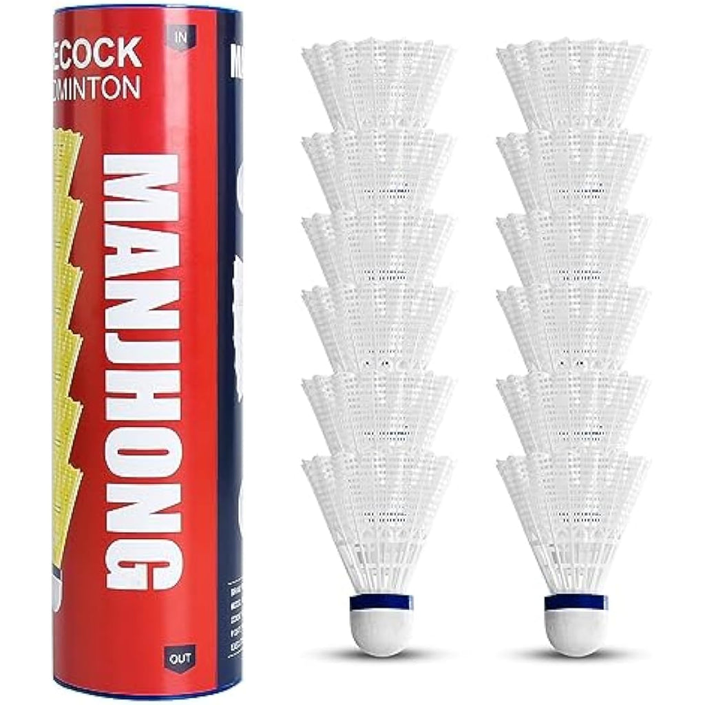 MANJHONG Nylon Badminton Shuttlecocks | Durable Cork Head | 12 Pack