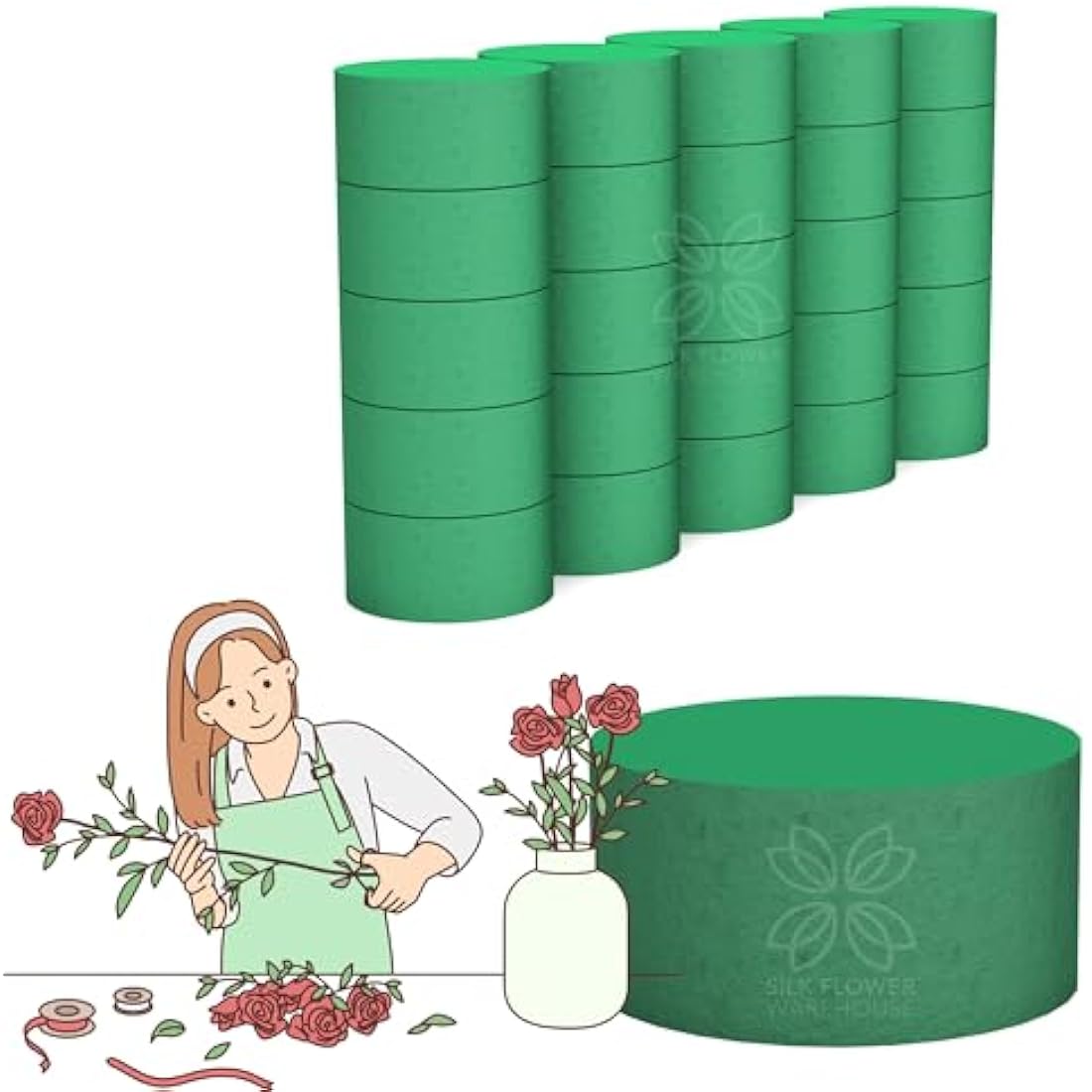 20 Pcs Round Floral Foam – Wet Biodegradable Flower Foam