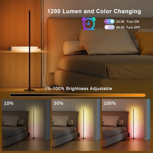 Lanmonlily RGBIC Smart Corner Floor Lamp | Alexa & Music Sync