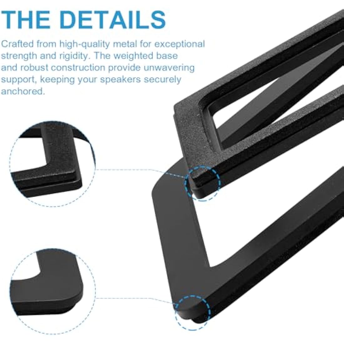 Sanyun SW601 15° Tilted Metal Desktop Speaker Stands - Black (Pair)