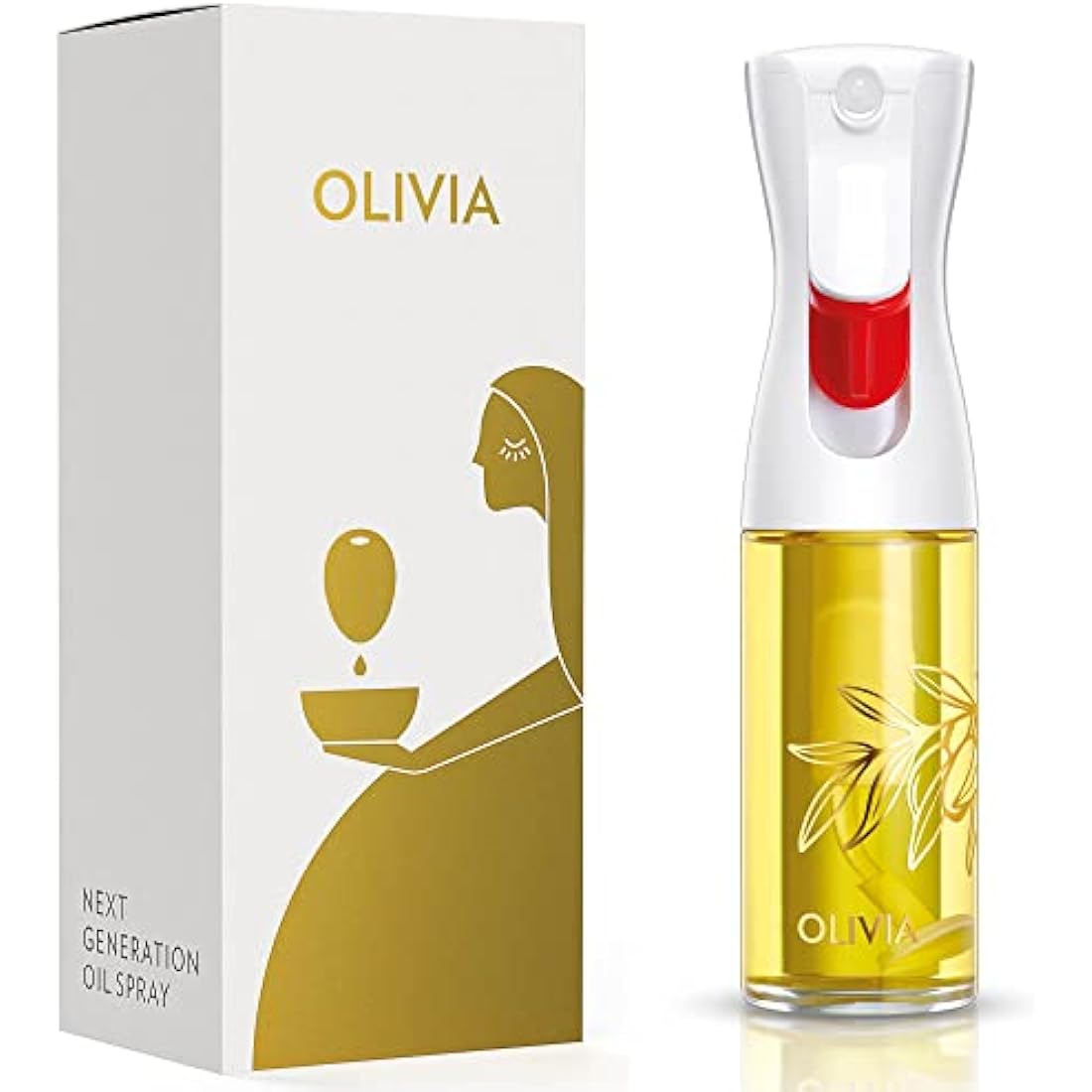 Flairosol Olivia Glass Oil Sprayer – Continuous Mist for Cooking, Golden Leaves