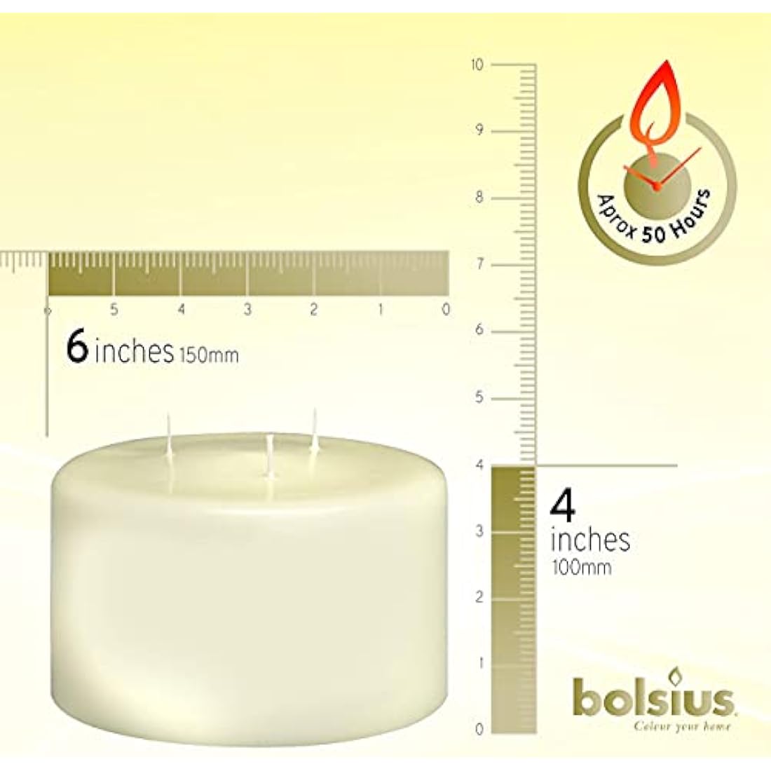 Bolsius Ivory Pillar Candle – Large Paraffin Wax Home Decor – 10x15cm