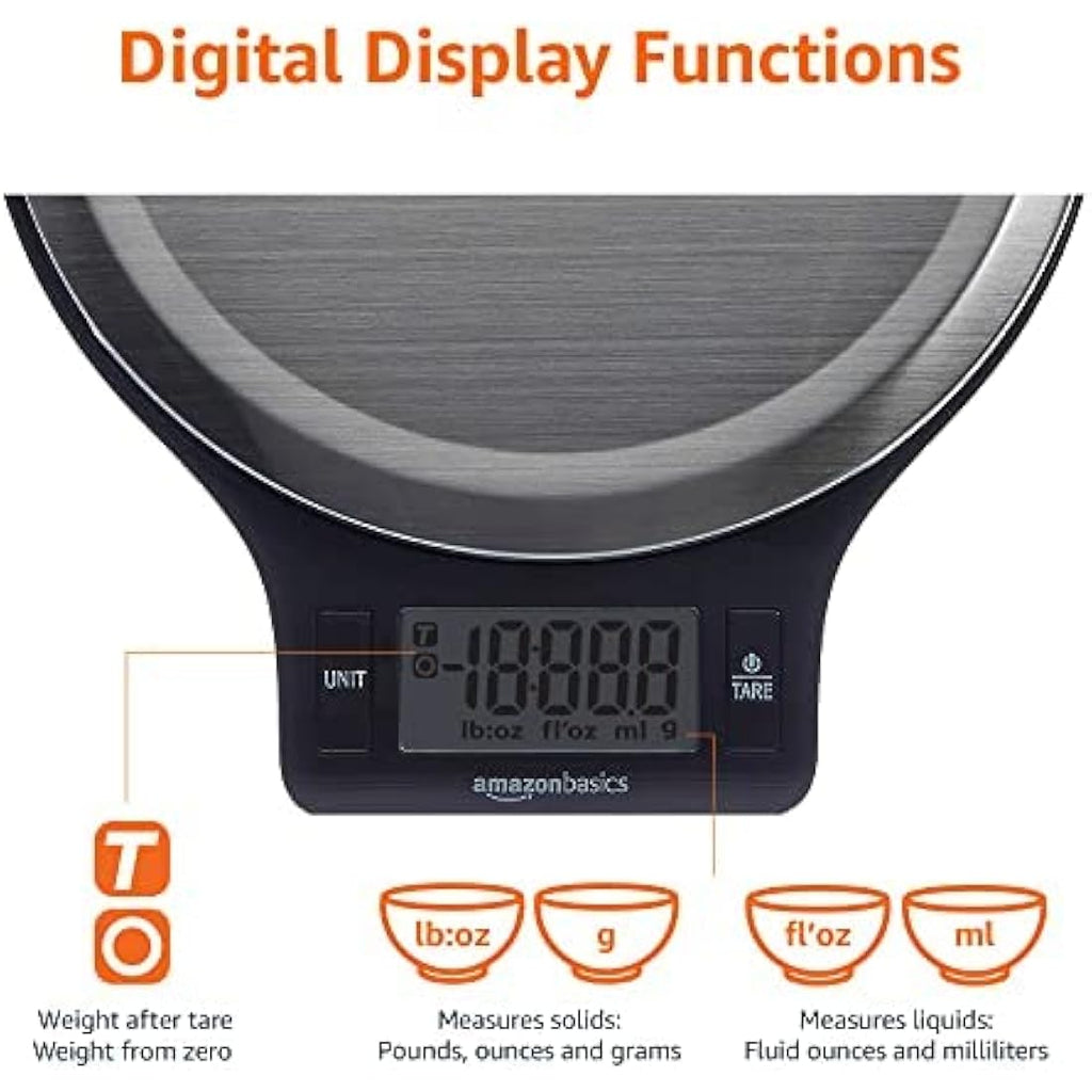 Digital Kitchen Scale | 11lb Stainless Steel LCD Display