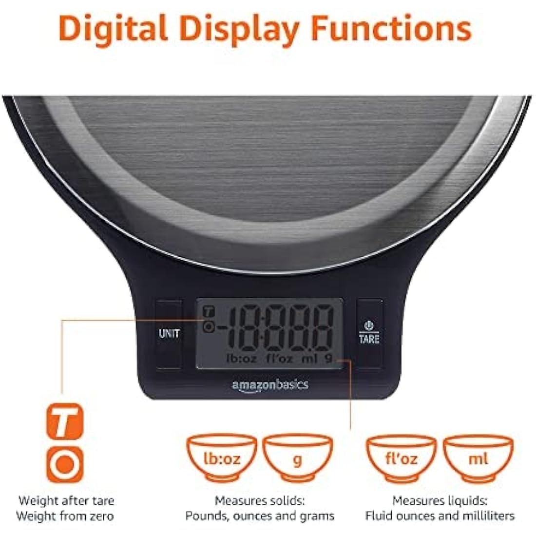 Digital Kitchen Scale | 11lb Stainless Steel LCD Display