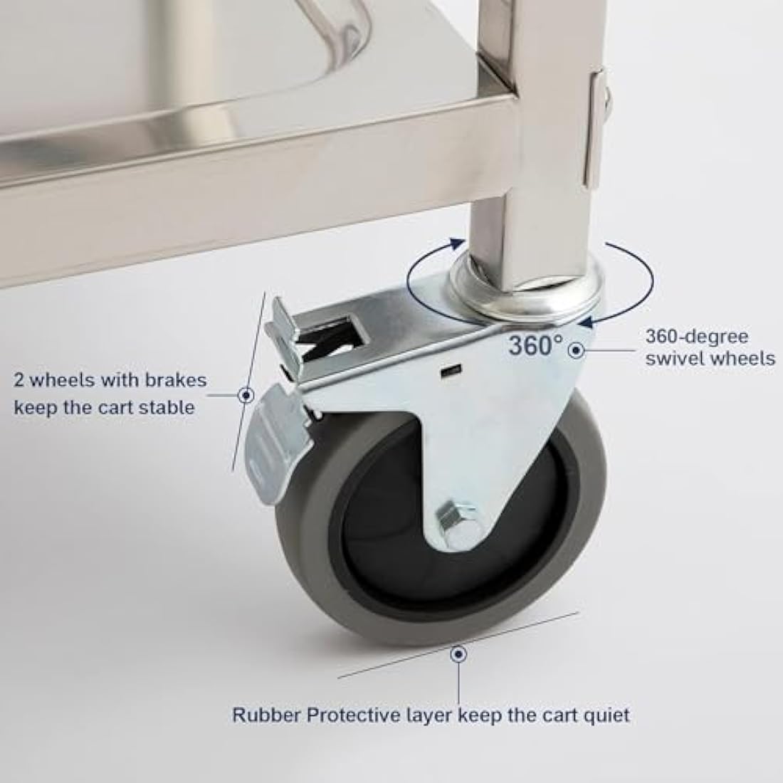 3-Tier Stainless Steel Serving Trolley – Rolling Utility Cart