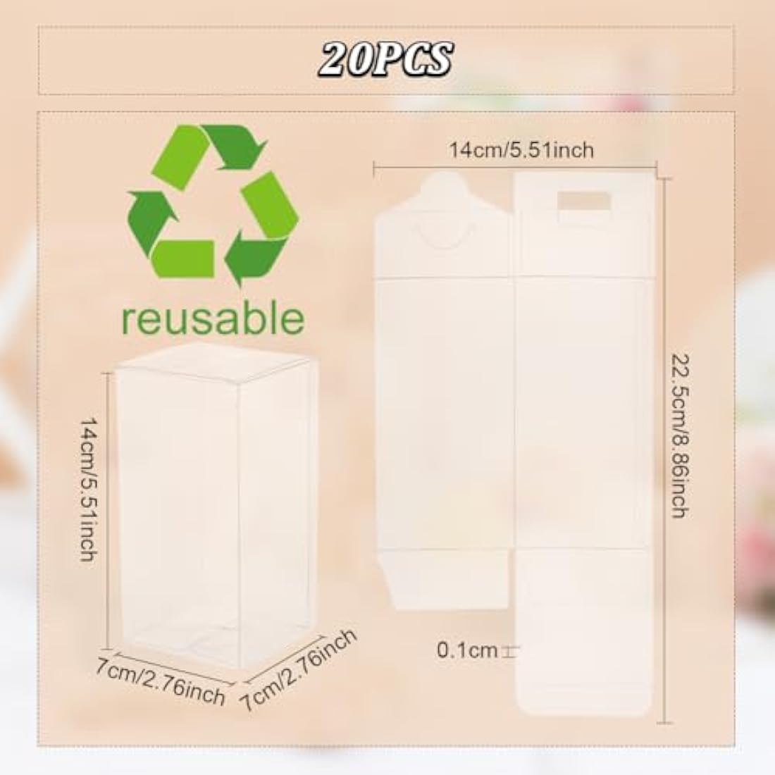 BENECREAT 20PCS Clear PVC Gift Boxes | 14x7x7cm Rectangle Wedding Favors
