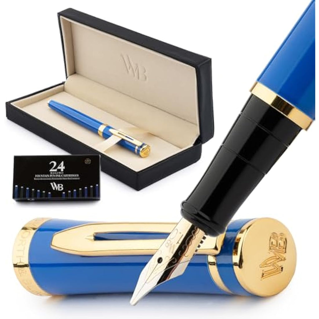 Wordsworth & Black Fountain Pen Set – Imperial Blue with 18K Gilded Nib