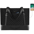 KROSER 15.6 Inch Laptop Tote Bag – Water-Repellent Nylon with USB Port