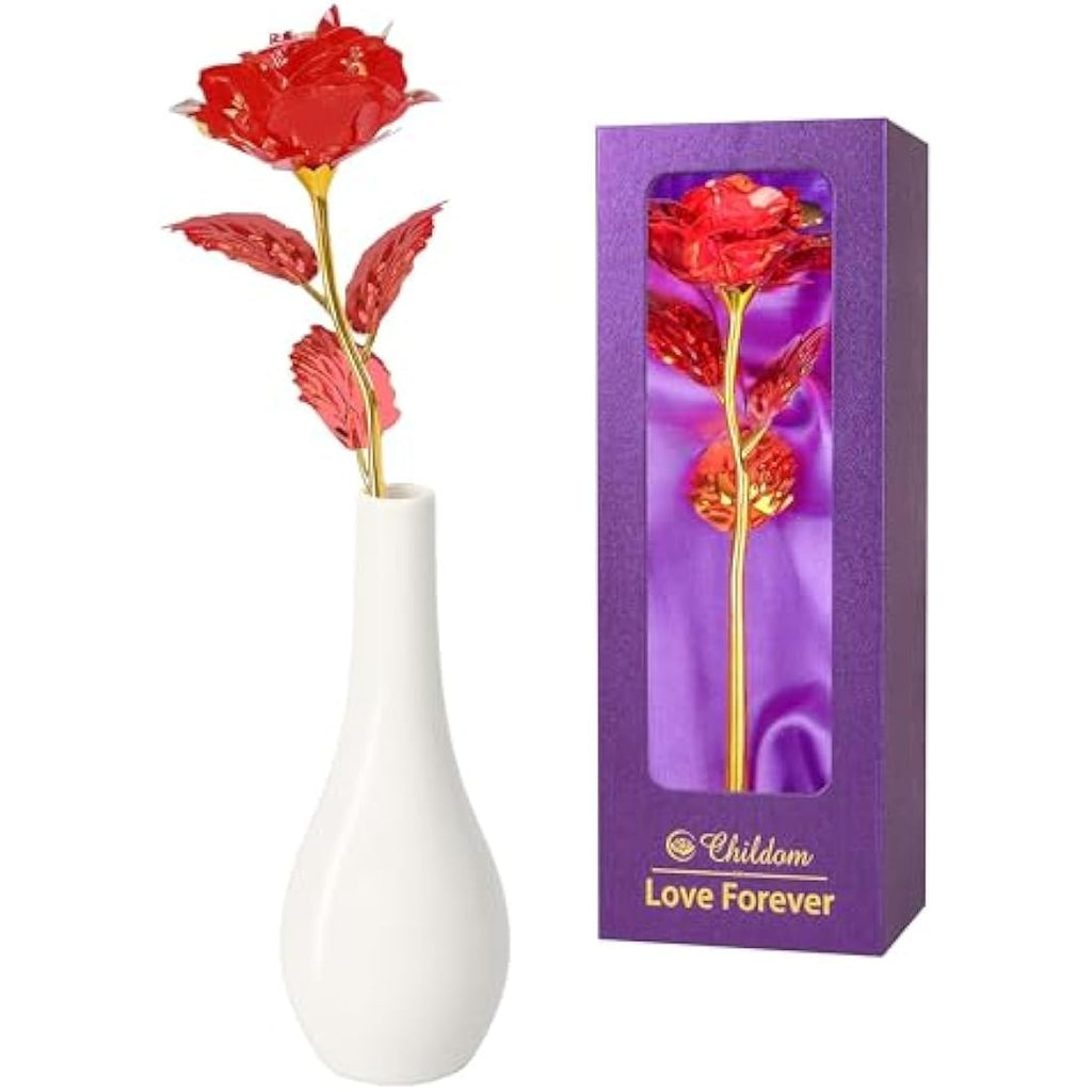 Artificial Rose Flower with Vase – Everlasting Gift for Her