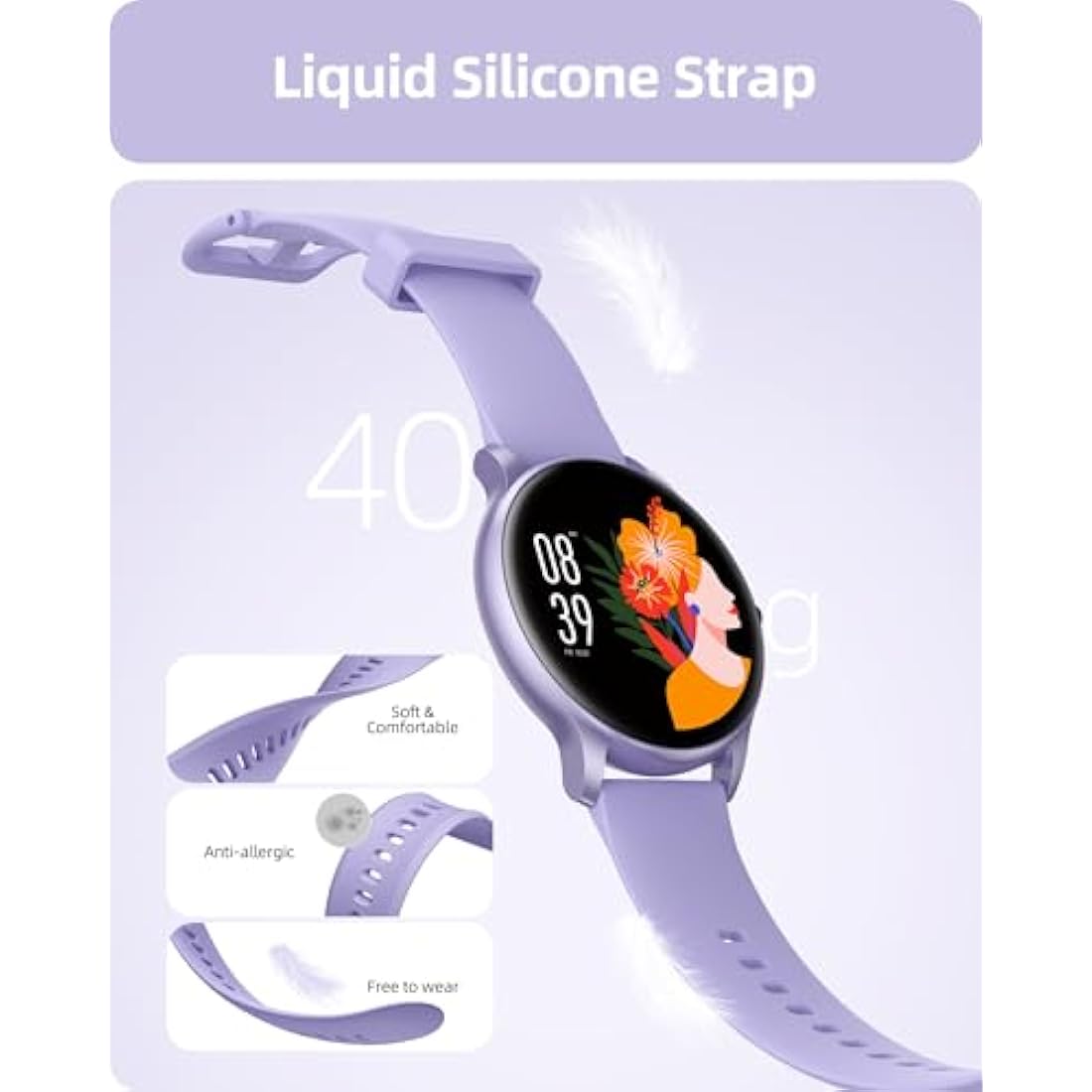 Parsonver Smart Watch with Bluetooth Call - IP68 Fitness Tracker, Purple