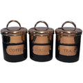 Jolof Store Black & Copper Metal Tea Coffee Sugar Storage Canister Set