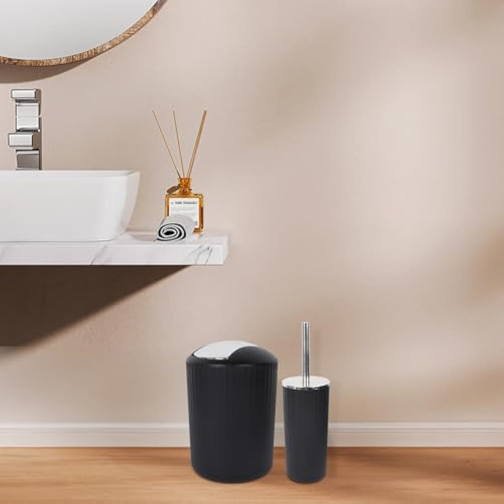 Jolof Store 8-Piece Bathroom Accessories Set with Trash Can - Black