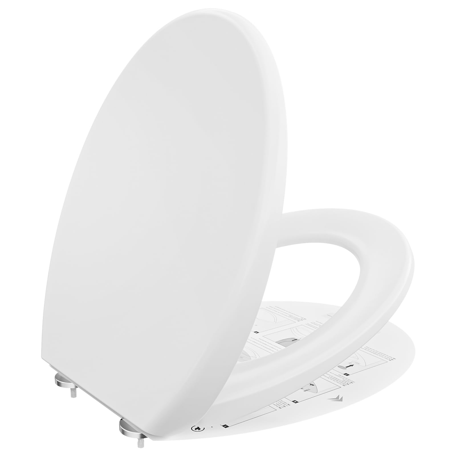 DERW O-Shaped Soft Close Toilet Seat - Heavy Duty White Resin