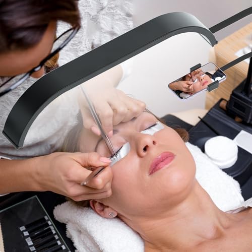 Lmaqfum Half Moon Lash Light – 2-in-1 Floor & Table Lamp with Phone Holder